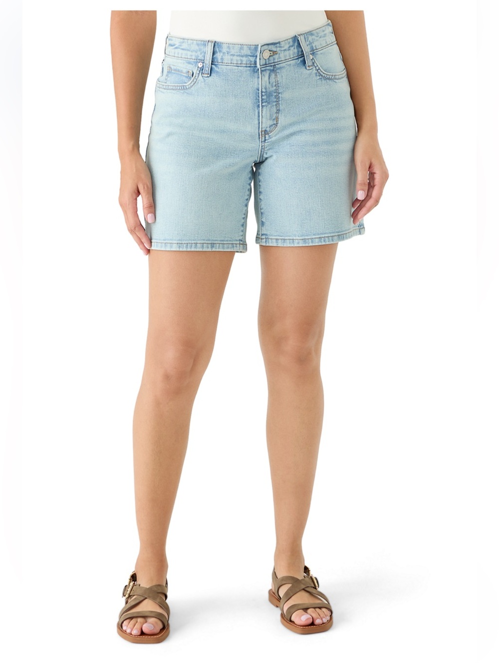 Wonderly Pale Blue High-Rise Denim Shorts